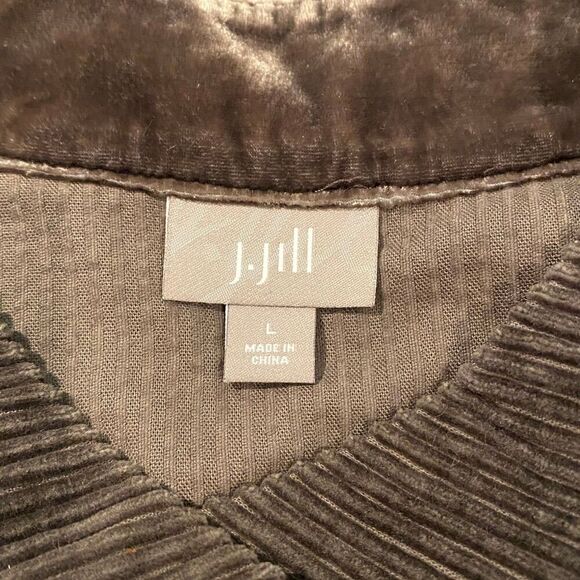 J Jill Corduroy Jacket Long Full Button Front Pockets Mandarin Collar Size Large - Picture 11 of 12